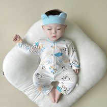夏季纯棉婴儿连体衣儿童空调服长袖哈衣幼童睡衣家居服衣服爬服