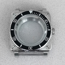 改装手表配件42MM精钢方形表壳蓝宝石玻璃+钢内影适装NH35/36机芯