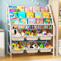 儿童书架置物架家用落地多层简易铁艺绘本架客厅移动玩具图书收纳