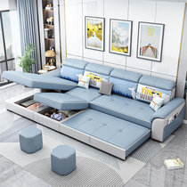 现代简约科技布沙发北欧客厅大小户型两用可折叠抽拉式储物沙发床