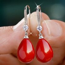Jewelry for Women Water Drop Pearl Earrings for Women Red Wh