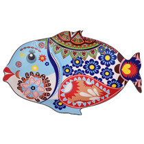 陶瓷鱼盘家用特大号14寸欧式创意蒸鱼盘子鱼型盘椭圆形异形水果盘