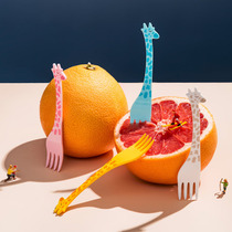 长颈鹿卡通水果叉可爱儿童安全创意点心蛋糕冰淇淋塑料小叉子套装