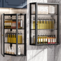 调味品厨房置物架壁挂式调料架多功能家用带门多层调料收纳柜子
