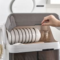 新品碗筷碗柜晾碗架沥水架塑料放碗碟架带盖加厚碗盘收纳盒厨房品