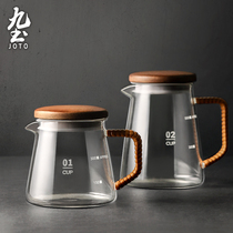 九土手冲咖啡分享壶带木盖耐热玻璃滴漏冲泡器具美式掛耳濾杯壶