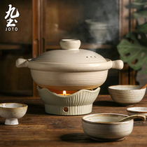 九土日式陶瓷砂锅耐高温带盖家用煲汤炖锅加热干锅煲仔饭酒店餐具