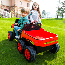 儿童电动车遥控拖拉机玩具车可坐人宝宝带斗四轮双人网红汽车货车