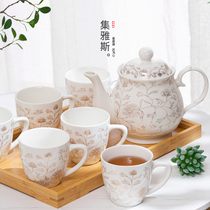 茶壶套装家用陶瓷茶具茶杯整套简约中式泡茶组合陶瓷杯客厅茶杯具