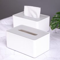 北欧灰白纸巾盒餐厅餐桌收纳抽纸办公客厅茶几卫生间创意餐巾纸盒
