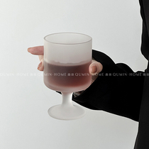 Qumin 磨砂质感矮脚玻璃杯ins高级感葡萄酒杯水杯饮料杯果汁杯子