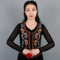 新疆舞演出服女士马甲民族广场舞上衣刺绣修身背心少数民族薄马夹
