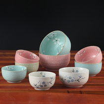 雪花瓷釉下彩日式陶瓷餐具套装米饭碗泡面碗家用创意饭碗汤碗大碗