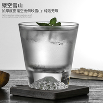 日式富士山玻璃杯创意雪山杯 网红ins水晶樱花威士忌酒杯 冰山杯