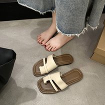套趾外穿拖鞋女2024年新款夏季韩版复古度假配裙子一脚蹬罗马凉鞋