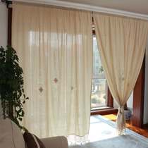 外贸美式法式地中海复古棉麻镂空客厅卧室阳台飘窗半遮光窗帘成品