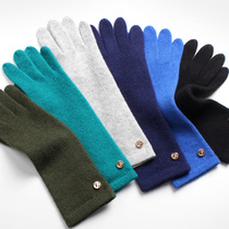 秋冬季韩版针织保暖中长款羊毛触控全指女士100%纯山羊绒触屏手套
