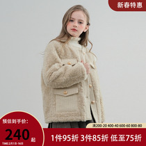 女童冬季外套2023新款女大童洋气冬款小香风皮毛一体加厚毛毛大衣