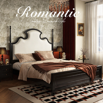 法式实木黑色床复古软包现代简约1.5米1.8米双人床美式婚床主卧室