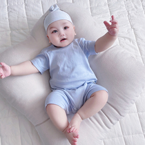 夏季纯棉婴儿连体衣满月宝宝衣服白色短爬服新生儿短袖哈衣家居服