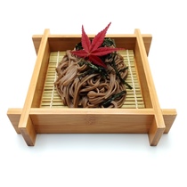 日本料理竹木正方井字豆腐盒荞麦面条盛器冷凉面天妇罗炸物托盘子