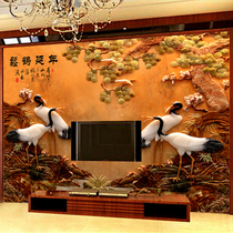 电视背景墙壁纸客厅装饰3d中式大气墙布8d立体浮雕壁画5d影视墙纸