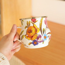 老麦【美的像工艺品】法式复古搪瓷水杯咖啡杯早餐杯马克杯花瓶