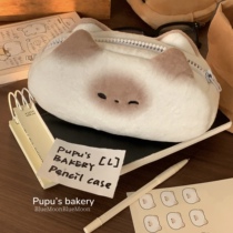 BlueMoon原创pupu小猫面包笔袋韩系简约可爱大容量化妆包文具盒