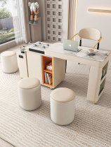 轻奢移动茶台现代家用小型阳台茶车简约岩板多功能伸缩茶桌椅组合
