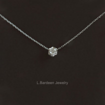 L.Bardeen18K白金天然真钻石彩金项链女简约高级吊坠锁骨颈链珠宝