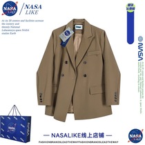 NASA~法式小个子西装外套女士春秋宽松休闲显瘦双排扣百搭小西服