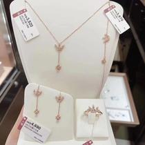 香港六福珠宝专柜正品18K玫瑰金AU750黄金皇冠钻石套链女款项链