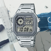 卡西欧大表盘CASIO AE1200WH小方块复古手表电子表男防水简约学生