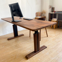 黑胡桃木电动升降桌台式电脑桌实木桌子办公桌工作台原木工厂定制