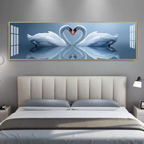 轻奢卧室床头装饰画客厅背景墙画宾馆北欧创意抽象壁画横幅版挂画