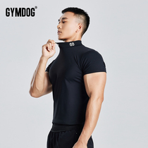 GYMDOG自制高领运动短袖T恤男夏季健身训练速干弹力吸汗紧身衣服