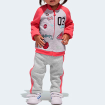 Adidas/阿迪达斯正品冬季女婴童新款针织休闲运动套装CE9737