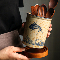 日式陶瓷筷子筒筷子桶筷筒筷子笼家用筷子收纳置物架收纳盒厨房滤