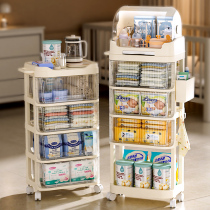 小推车零食置物架婴儿用品可移动储物柜床边喂养台宝宝多层收纳架