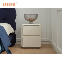 ULLLO 极简奶油风床头柜现代简约小型实木烤漆床边柜卧室收纳柜子