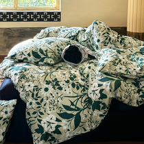 中古风氛围感法式花卉纯棉四件套全棉床单床笠被套宿舍床品三件套