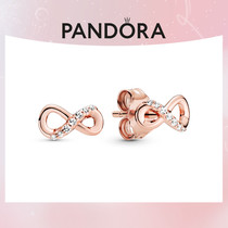 Pandora潘多拉闪亮永恒符号耳钉玫瑰金色女款简约气质设计感