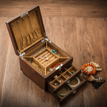 夭桃（饰品）俄罗斯榆木纯实木质首饰盒箱多层珠宝收藏收纳箱带锁