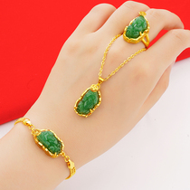 越南沙金貔貅三件套女仿真黄金时尚项链手链戒指套装欧币貔貅转运