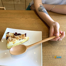 日式全木勺荷木超长圆柄长勺木质餐具家用蜂蜜勺粥勺大号搅拌勺子