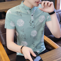 中国风夏季短袖t恤男上衣立领纯棉打底衫男装潮流学生青年Polo衫