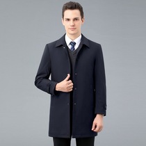 冬季务新中年男士夹克棉衣中长款风衣商休闲爸爸装上款衣外套