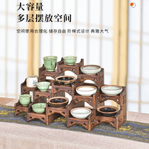 博古架实木新中式小型桌面紫砂壶摆放架子茶杯茶壶茶具台式置物架