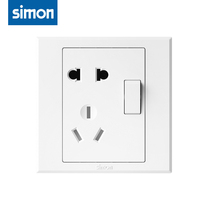 Simon西蒙E3系列雅白色五孔一开单控插座开关插座面板