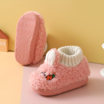棉拖鞋冬季包跟家居加绒宝宝一岁半可爱时尚厚底外穿两岁幼儿园潮